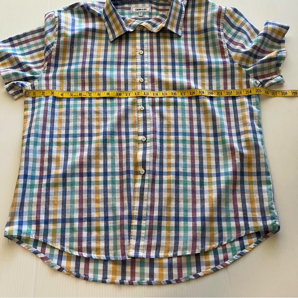 Crown & Ivy Linen Plaid Short Sleeve Button Up Shirt Multicolor Plaid Size XL - Picture 6 of 8